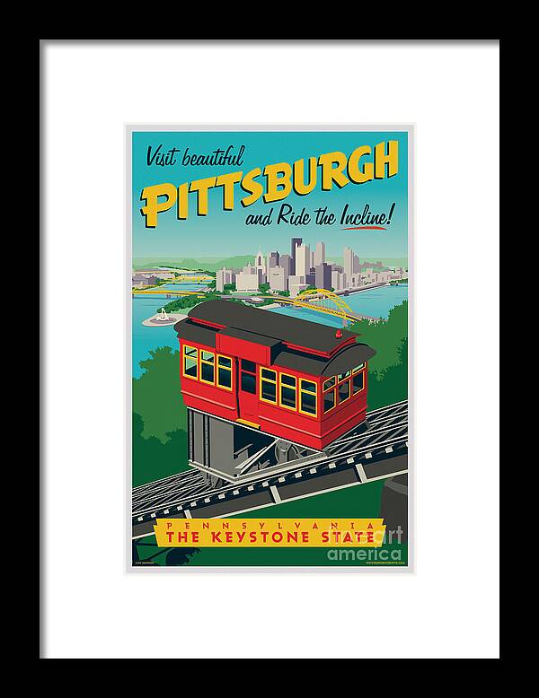 Travel Poster Framed Print featuring the digital art Pittsburgh Poster - Incline by Jim Zahniser