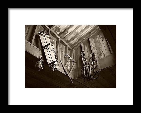 Tools Framed Print featuring the photograph Vintage Tools - sepia by Marilyn Wilson
