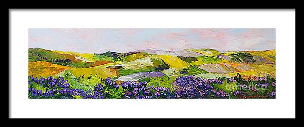 Landscape Framed Print featuring the painting Violet Sunrise by Allan P Friedlander