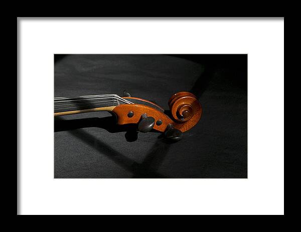Violin Framed Print featuring the photograph Violin in shadow by Mark McKinney