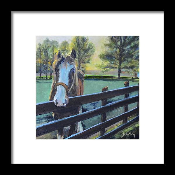 Virginia Framed Print featuring the painting Virginia Horse Farm Morning by Donna Tuten