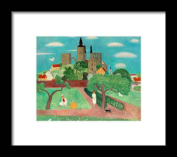 Einar Framed Print featuring the painting A Park in Visby by Einar Jolin