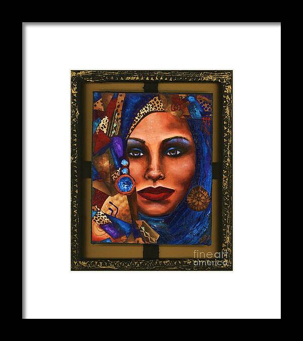 Woman Framed Print featuring the painting Vision in Blue by Alga Washington