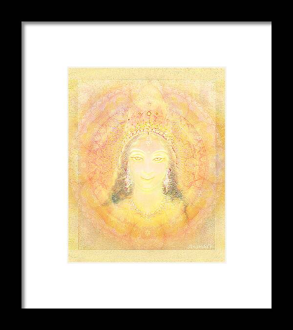 Goddess Framed Print featuring the mixed media Vision of a Goddess - a Being of Light by Ananda Vdovic