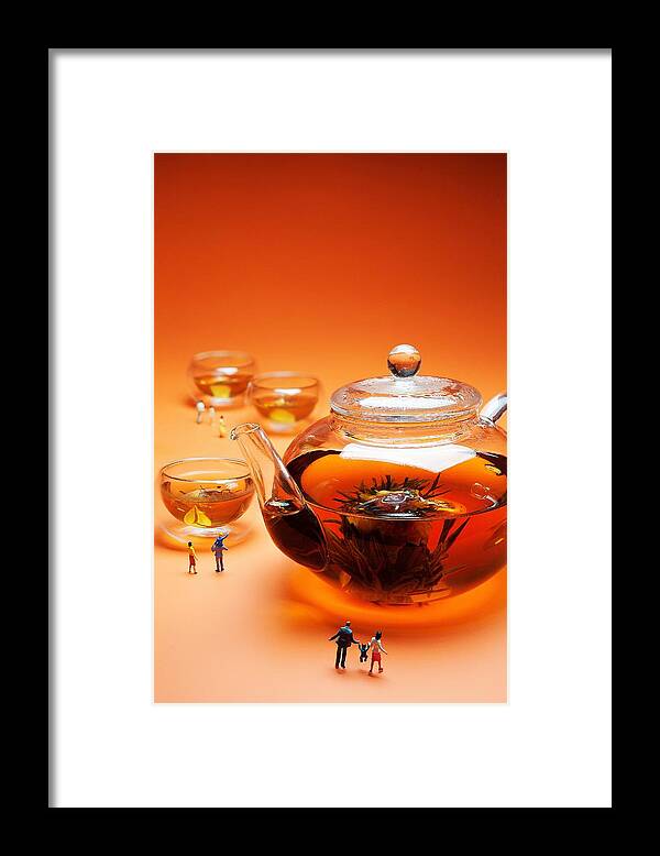 Teapot Framed Print featuring the photograph Visiting teapot aquarium Little people on food by Paul Ge