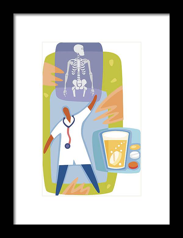 Stethoscope Framed Print featuring the drawing Vmo0701 by Visual Mozart