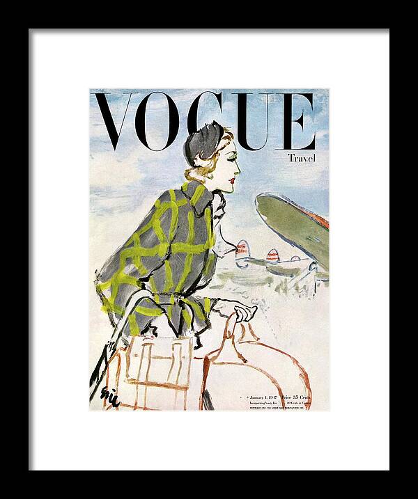 Illustration Framed Print featuring the photograph Vogue Cover Featuring A Woman Carrying Luggage by Carl Oscar August Erickson