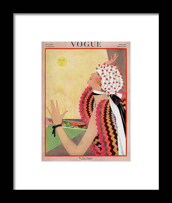 Illustration Framed Print featuring the photograph Vogue Cover Featuring A Woman Looking At The Sun by George Wolfe Plank