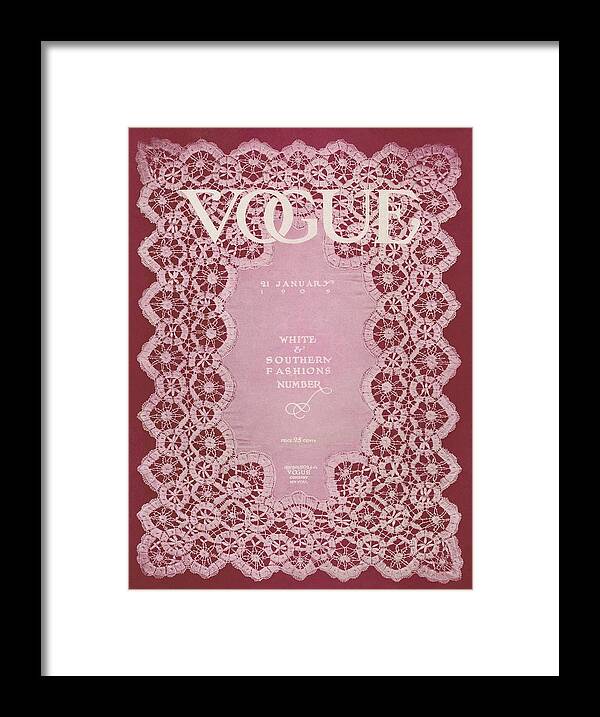 Fashion Framed Print featuring the photograph Vogue Cover Featuring Pink Lace by Artist Unknown