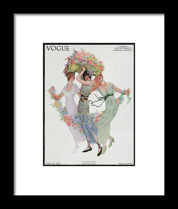 Illustration Framed Print featuring the photograph Vogue Cover Featuring Three Women With Flowers by Sarah Stilwell Weber