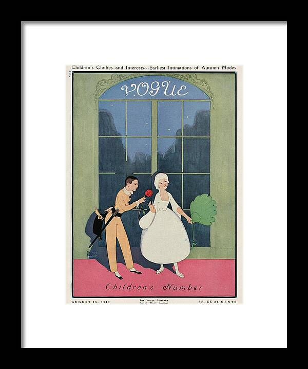 Illustration Framed Print featuring the photograph Vogue Cover Illustration Of A Boy Offering A Girl by Arthur Finley