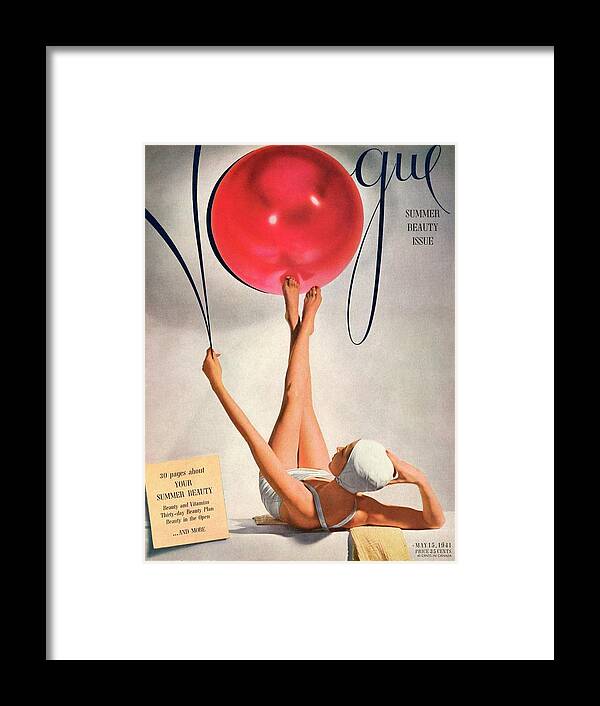 Fashion Framed Print featuring the photograph Vogue Cover Illustration Of A Woman Balancing by Horst P Horst