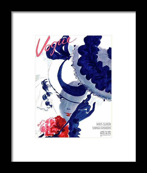 Illustration Framed Print featuring the photograph Vogue Magazine Cover Featuring A Woman Holding by Jean Pages