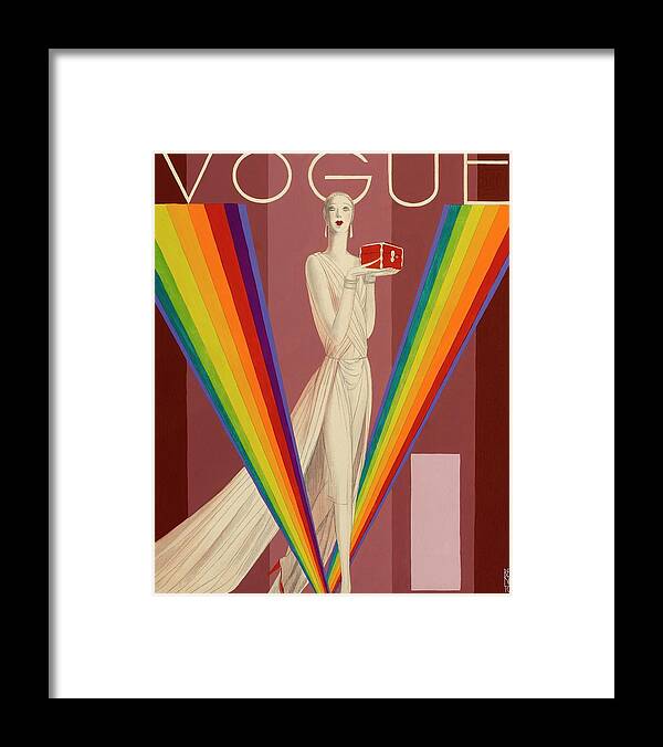 Fashion Framed Print featuring the digital art Vogue Magazine Cover Featuring A Woman In A Gown by Eduardo Garcia Benito