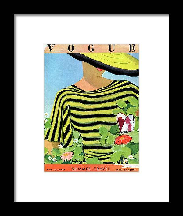Illustration Framed Print featuring the photograph Vogue Magazine Cover Featuring A Woman Looking by Alix Zeilinger