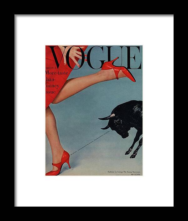 Fashion Framed Print featuring the photograph Vogue Magazine Cover Featuring A Woman Running by Richard Rutledge