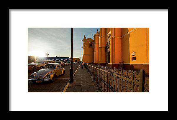 Photography Framed Print featuring the photograph Volkswagen Beetle Car On Street by Panoramic Images