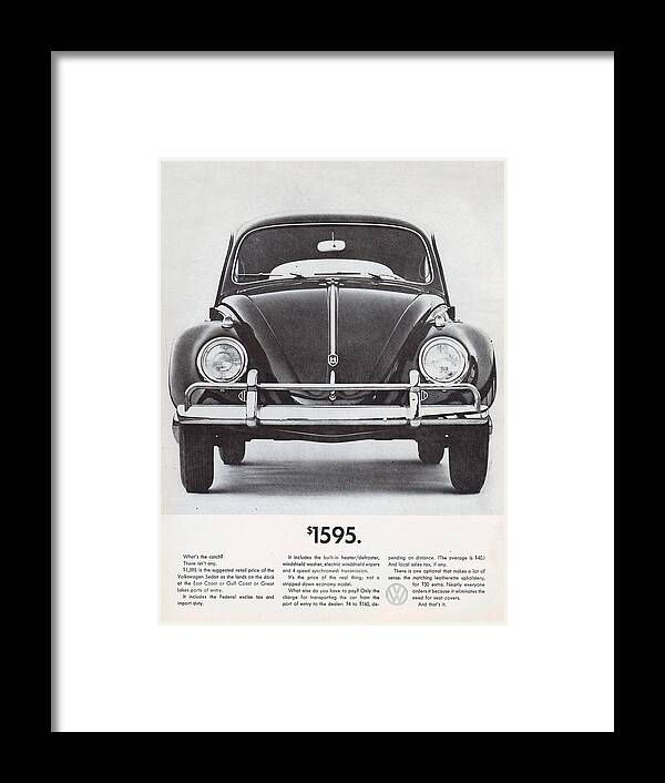 Vw Beetle Framed Print featuring the digital art Volkswagen Beetle by Georgia Clare