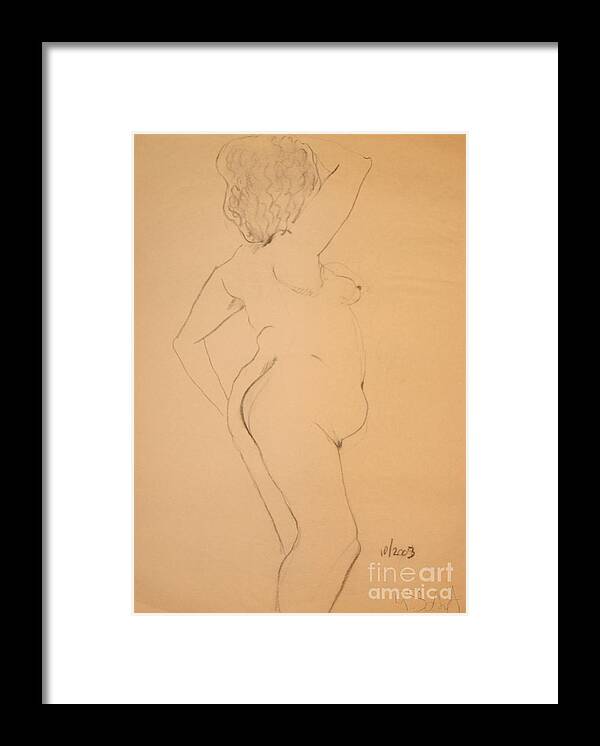 Nude Framed Print featuring the drawing Voluptuous Nude by Gabrielle Schertz
