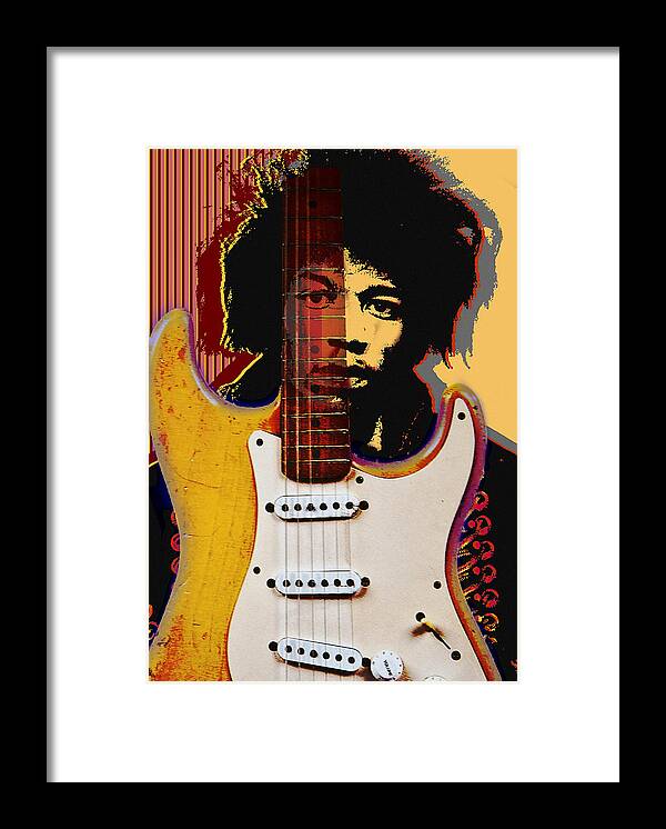  Jimi Hendrix Framed Print featuring the digital art Jimi Hendrix Electric Guitarist by Larry Butterworth