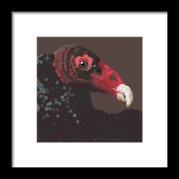 Vulture Framed Print featuring the digital art Vulture Pixel Pointillized by R Allen Swezey
