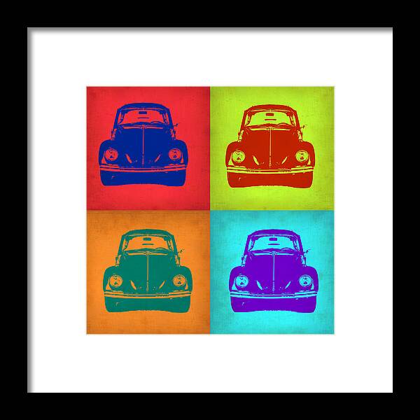 Vw Beetle Framed Print featuring the painting VW Beetle Pop Art 5 by Naxart Studio