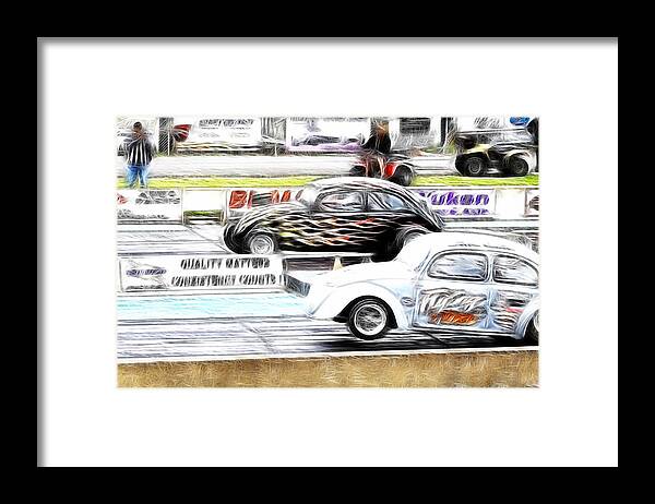 Vw Framed Print featuring the photograph VW Beetle Race by Steve McKinzie