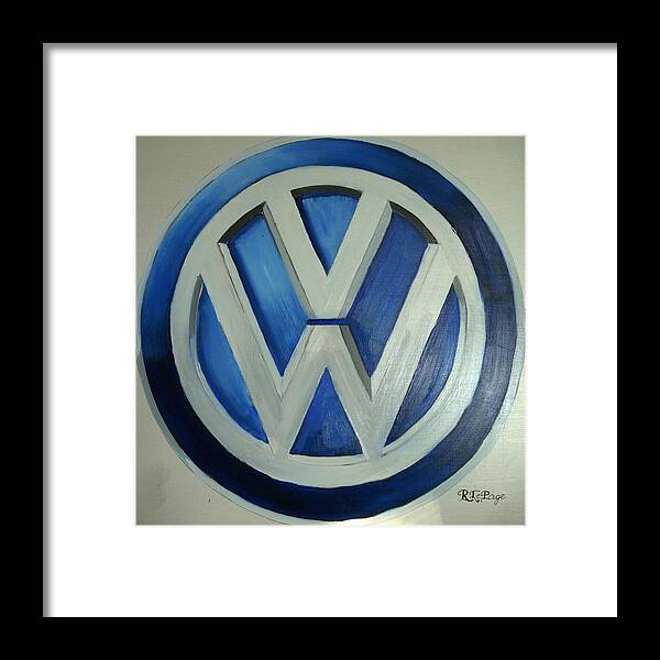 Vw Framed Print featuring the painting VW Logo Blue by Richard Le Page
