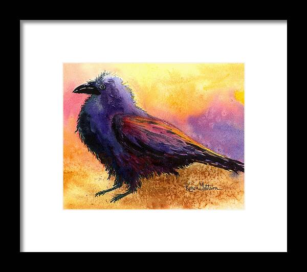 Raven Framed Print featuring the painting Waddles by Karen Mattson