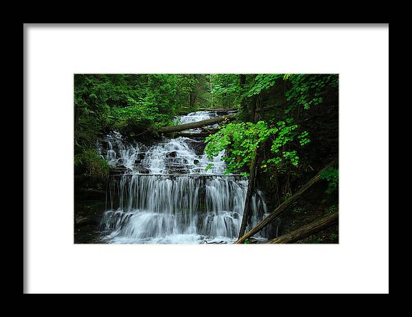 Wagner Falls Framed Print featuring the photograph Wagner Falls by Rachel Cohen
