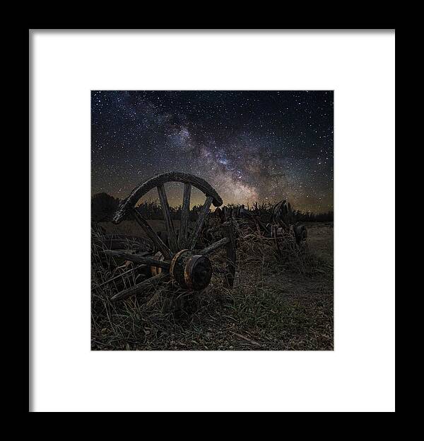Wagon Decay And Milky Way Framed Print featuring the photograph Wagon Decay by Aaron J Groen