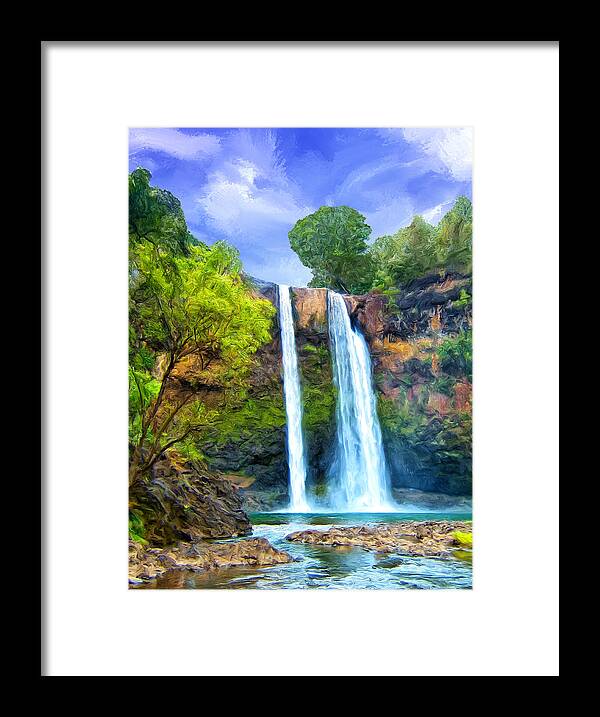 Waterfall Framed Print featuring the painting Wailua Falls Kauai by Dominic Piperata