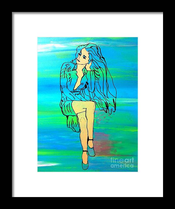 Woman Waiting Framed Print featuring the painting Waiting II by Saundra Myles