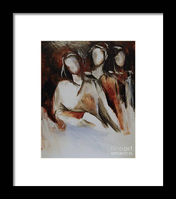 Brown Framed Print featuring the painting Waiting by Sandra Taylor-Hedges