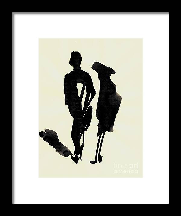 Illustration Framed Print featuring the drawing Walk by Karina Plachetka