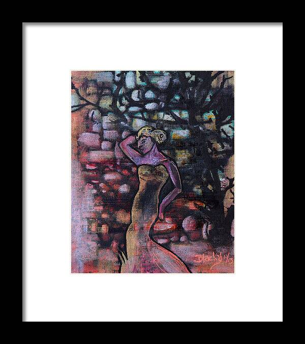 Woman Framed Print featuring the painting Walking Into The Twilight by Donna Blackhall
