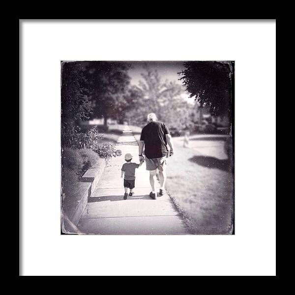 Family Framed Print featuring the photograph Walking with Grandpa by Natasha Marco