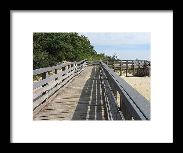 Jockeys Ridge Framed Print featuring the photograph Walkway to Jockeys Ridge by Cathy Lindsey