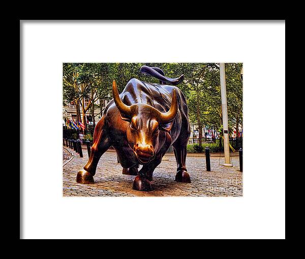 Wall Street Framed Print featuring the photograph Wall Street Bull by David Smith