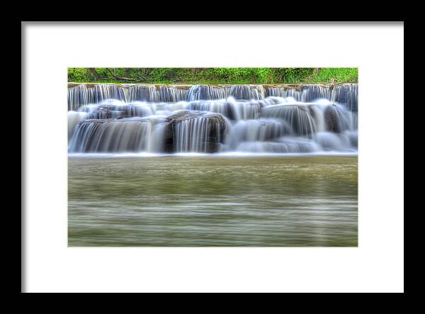 Wallace Lake Waterfall Framed Print featuring the photograph Wallace Lake Waterfall Dominates All by Carolyn Hall