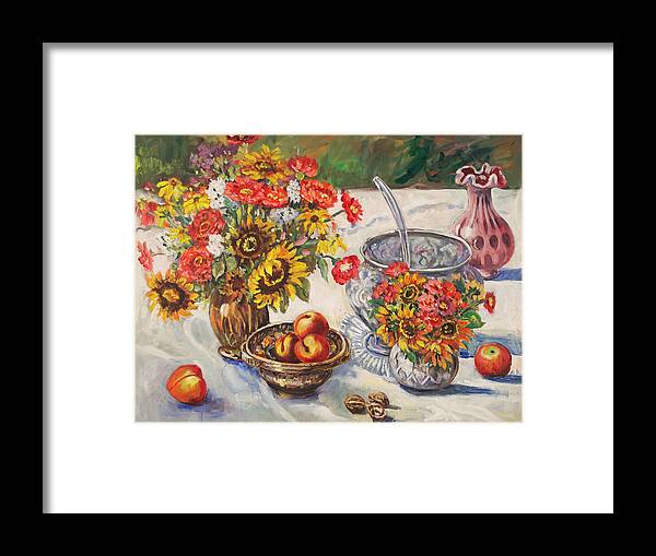Still Life Framed Print featuring the painting Walnuts by Ingrid Dohm