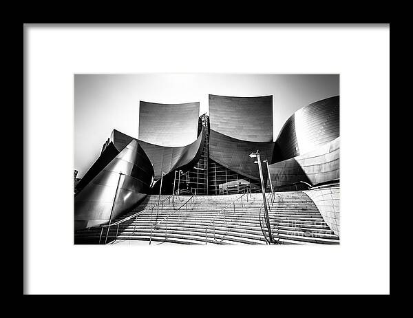 America Framed Print featuring the photograph Walt Disney Concert Hall in Black and White by Paul Velgos