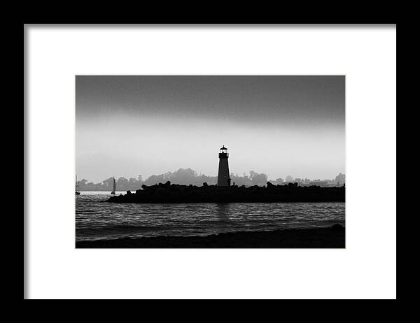 Walton Lighthouse Framed Print featuring the photograph Walton Lighthouse BW by Deana Glenz