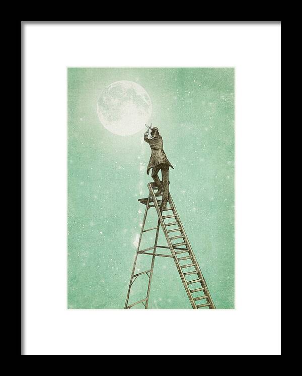 Moon Framed Print featuring the digital art Waning Moon by Eric Fan