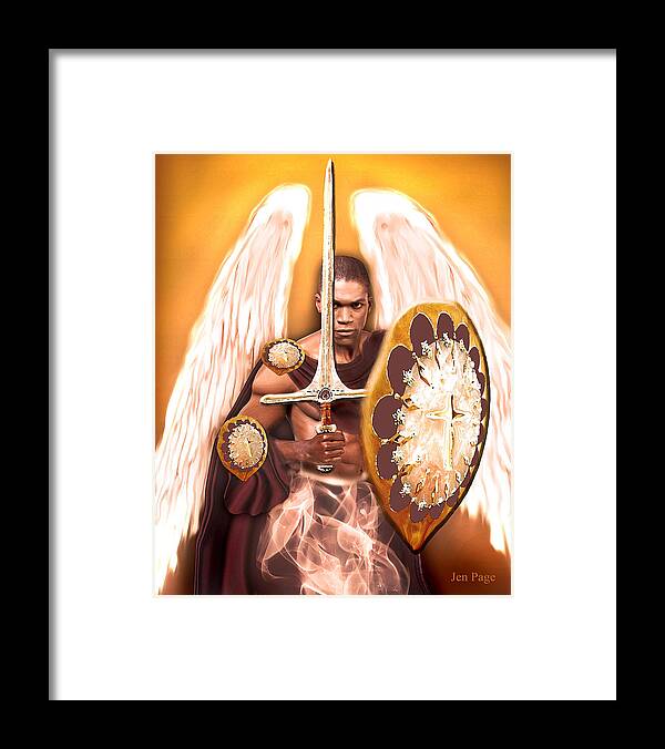 Angel Framed Print featuring the digital art Warrior Angel by Jennifer Page