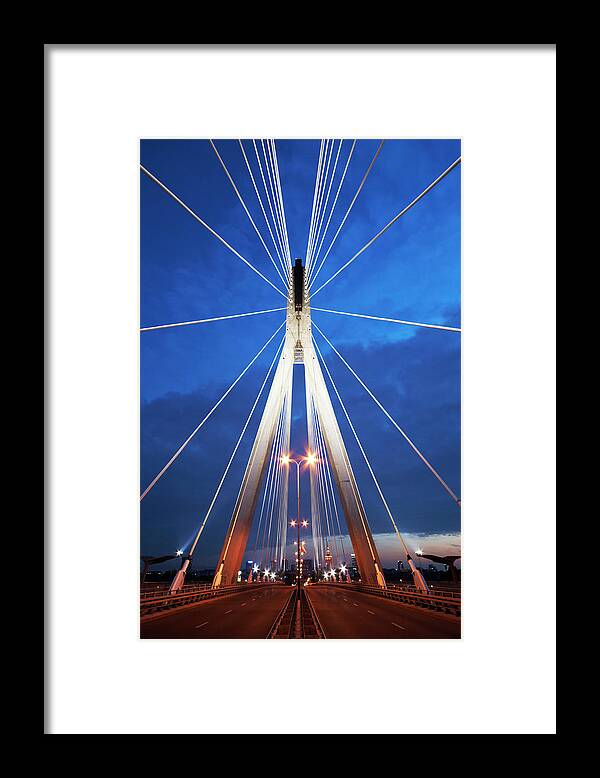 Built Structure Framed Print featuring the photograph Warsaw By Night by Kalasek