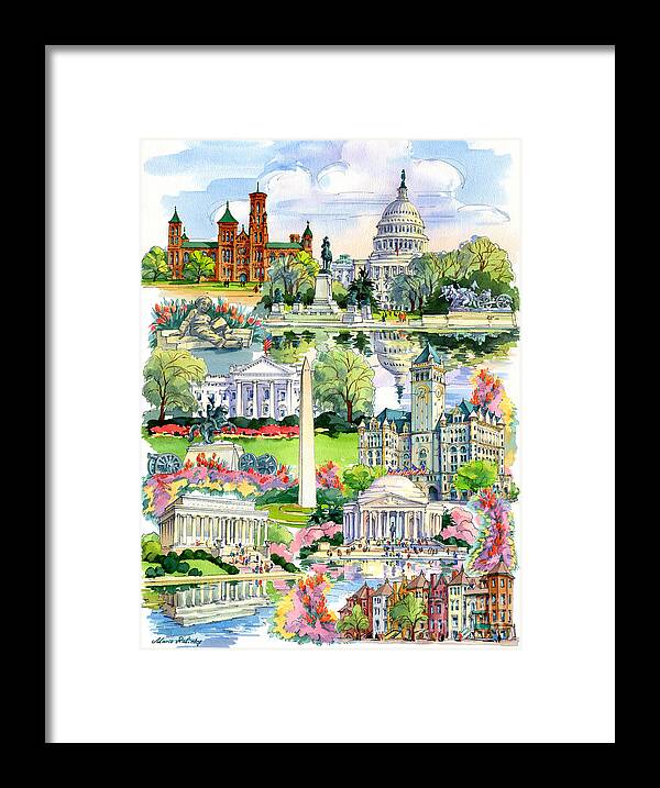 Washington Framed Print featuring the painting Washington DC painting by Maria Rabinky