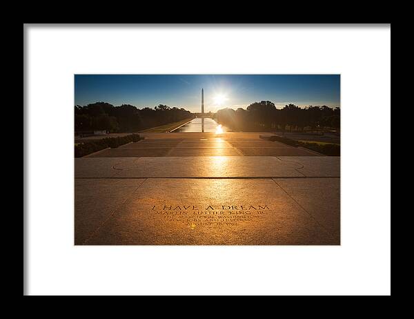 Black Civil Rights Framed Print featuring the photograph Washington Monument from the Lincoln Memorial by Pgiam