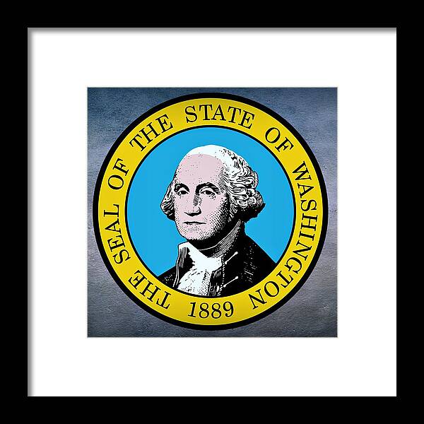 Washington Framed Print featuring the digital art Washington State Seal by Movie Poster Prints