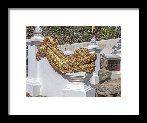 Scenic Framed Print featuring the photograph Wat Chedi Liem Phra Ubosot Gate Makara DTHCM0836 by Gerry Gantt